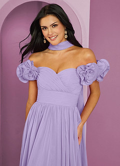 Barbie ♥ Azazie Jurken voor bruidsmeisjes Converteerbaar Jurk van Chiffon met A-Lijn Off the Shoulder Lila image17
