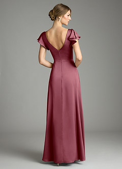 Azazie Omari Bridesmaid Dresses Desert Rose A-Line Stretch Satin Dress image2