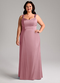 Azazie Denice Bridesmaid Dresses Vintage Mauve Sheath Pleated Stretch Satin Dress image6