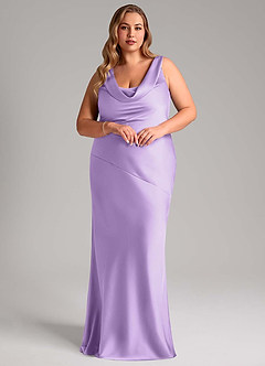 Azazie Rylina Bridesmaid Dresses Lilac Mermaid Stretch Satin Dress image9