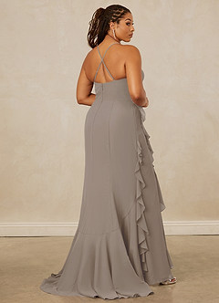 Christian Siriano Bridal for Azazie 1006 Robes de demoiselle d'honneur Robe Sirène en Mousseline de soie Rayé Taupe image15