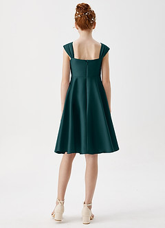 Azazie Amira Junior Pine A-Line Pleated Stretch Satin Dress image2