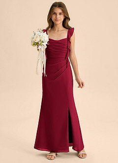 Azazie Jessamine Junior Klä av Sjöjungfru i Chiffong Älskling Halsringning image1