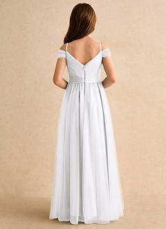 Azazie Yuna Junior Formal Abiti da Ragazza di Fiori Abito A-Line in Tulle a Spalla Scoperta Bianco image2