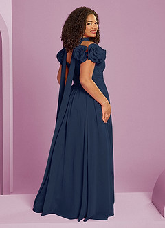 Barbie ♥ Azazie Bridesmaid Dresses Dark Navy A-Line Off the Shoulder Chiffon Convertible Dress image17