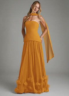 Azazie Alex Bridesmaid Dresses Butterscotch A-Line Corset Chiffon Dress image3