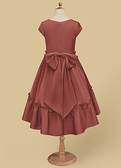 Azazie Lee Flower Girl Dresses Auburn A-Line Bow Stretch Satin Dress image9