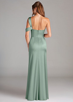 Azazie Wynter Robes de demoiselle d'honneur Robe Fourreau en Satin extensible Asymétrique Agave image2