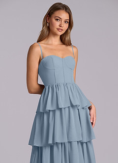 Azazie Faye 신부 들러리 드레스 A라인 스윗하트 네크라인 쉬폰 바닥 길이 드레스 image2