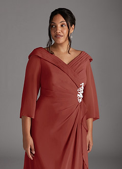 Azazie Jaycee Mother of the Bride Dresses Terracotta A-Line Chiffon Dress image11