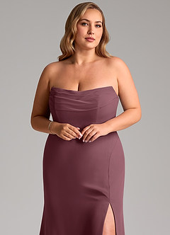 Azazie Saige Jurken voor bruidsmeisjes Converteerbaar Jurk van Chiffon met A-Lijn Off the Shoulder Sangria image11