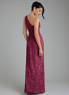 Azazie Akilah Bridesmaid Dresses Mulberry Mermaid One Shoulder Floral Burnout Dress image2