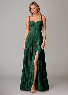 Azazie Akiko Bridesmaid Dresses Dark Green A-Line Sweetheart Neckline Floral Burnout Dress image3