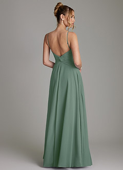 Azazie Elita Bridesmaid Dresses Eucalyptus A-Line Pleated Chiffon Dress image7