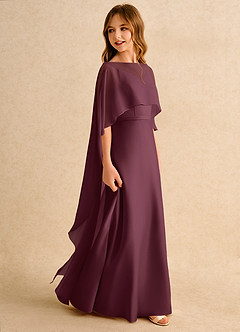 Azazie Fishie Girls Formal Flower Girl Dresses Cabernet A-Line Matte Satin Dress image6