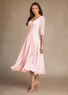 Azazie Durant Mother of the Bride Dresses Blushing Pink A-Line Pleated Chiffon Dress image1