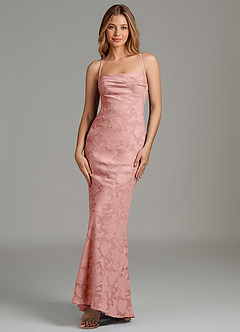 Azazie Ola Bridesmaid Dresses Rosette Mermaid Corset Floral Burnout Dress image4