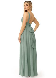 Azazie Kora Bridesmaid Dresses Silver Sage A-Line Pleated Chiffon Dress image3