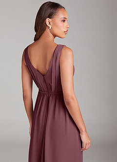 Azazie Tanicia Brautjungfernkleider A-Linie Plissee Chiffon Kleid Sangria image6