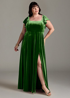 Azazie Bondi Bridesmaid Dresses Ivy A-Line Side Slit Velvet Dress image7