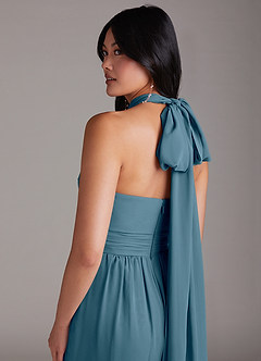 Azazie Lamara Brautjungfernkleider Wandelbar Schulterfrei Chiffon Overall/Jumpsuit Bermudablau image11