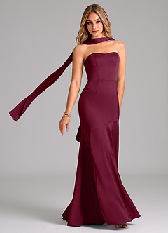 Azazie Shiloh Bridesmaid Dresses Mulberry Mermaid Strapless Stretch Satin Convertible Dress image1