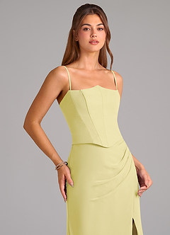 Azazie Jenine Brautjungfernkleider Meerjungfrau-Linie Schulterfrei Chiffon Kleid Zitronensorbet image2
