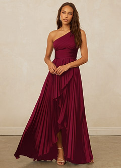 Christian Siriano Bridal for Azazie 1008 Bridesmaid Dresses Burgundy A-Line One Shoulder Stretch Satin Dress image5