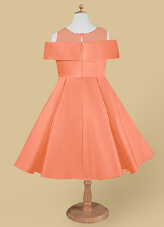 Azazie Shirin Flower Girl Dresses Sunset A-Line Off the Shoulder Matte Satin Dress image6