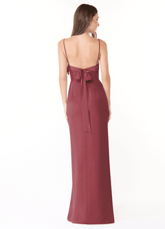 Azazie Mai Bridesmaid Dresses Merlot Sheath Pleated Chiffon Dress image2
