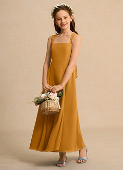 Azazie Tater Junior Formal Flower Girl Klänningar Klä A-Line i Chiffong Plisserad image4