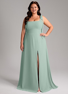 Azazie Debra At-home Try On Dresses Agave A-Line with Pockets Chiffon Convertible Dress image11