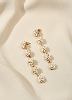 front Pendientes colgantes de flores de perla