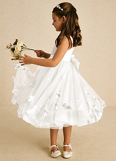 Azazie Sprout vestidos de niña de las flores Vestido de Marfil de Tul de Corte En A con Lazo image4