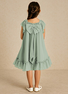 Azazie Tot Blumenmädchenkleider A-Linie mit ärmel Chiffon Kleid Agave image2