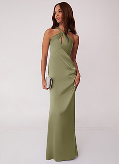Barbie ♥ Azazie Bridesmaid Dresses Pistachio Sheath Stretch Satin Dress image3