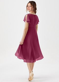 Azazie Graciela Junior Mulberry A-Line Pleated Chiffon Dress image6