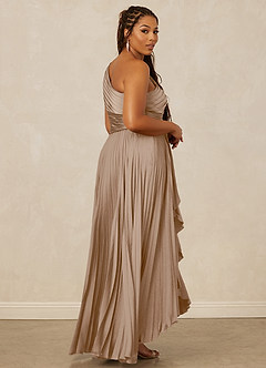Christian Siriano Bridal for Azazie 1008 Robes de demoiselle d'honneur Robe Trapèze en Satin extensible Ue épaule Taupe image13