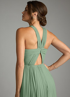 Azazie Afra Bridesmaid Dresses Matcha A-Line Pleated Chiffon Dress image6