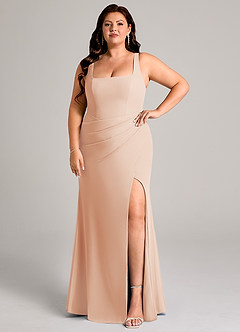 Azazie Mero Bridesmaid Dresses English Rose Sheath Pleated Chiffon Dress image9