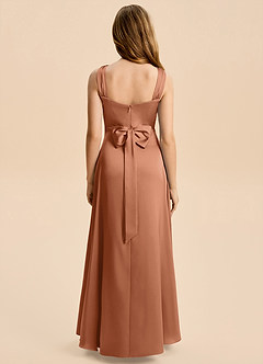 Azazie Kiki Junior Bronzer A-Line Bow Stretch Satin Dress image5