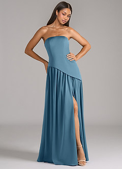 Azazie Adeline Bridesmaid Dresses Bermuda A-Line Strapless Stretch Satin Convertible Dress image4