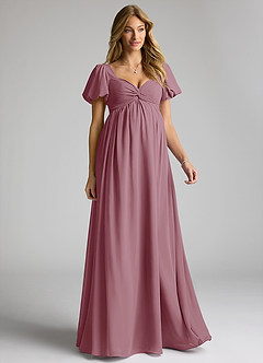 Azazie Madisynn Maternity Bridesmaid Dresses Bow Chiffon Floor-Length Dress image1