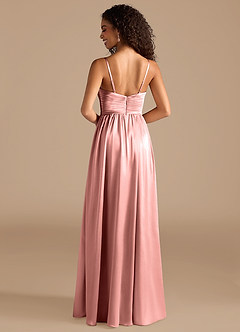Azazie Alia Bridesmaid Dresses Rosette A-Line Pleated Metallic Satin Dress image4