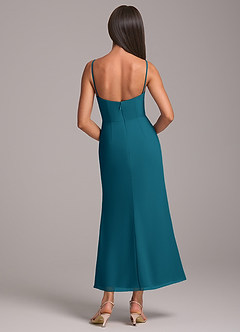 Azazie Saige Bridesmaid Dresses Ink Blue Sheath Off the Shoulder Chiffon Convertible Dress image8