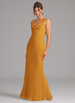 Azazie Rylina Bridesmaid Dresses Butterscotch Mermaid Pleated Chiffon Dress image4