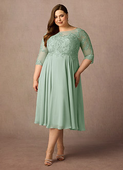 Azazie Marge Abiti per la Madre della Sposa Abito A-Line in Chiffon in Pizzo con Scollo a U Agave image1