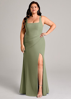 Azazie Mero Bridesmaid Dresses Pistachio Sheath Pleated Chiffon Dress image9