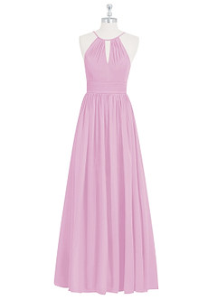 Azazie Cherish Vestidos de damas de honor Vestido de Rosa Caramelo de Gasa de Corte en A con Plisado image6
