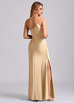 Azazie Marseli 신부 들러리 드레스 인어 한쪽 어깨 스트레치 새틴 바닥 길이 드레스 image2